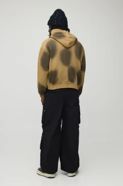 Sweat À Casynthétiqueche Zippé Oversize Boxy Gothique Orné Finition Délavée Sale