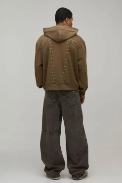 Sweat À Casynthétiqueche Zippé Oversize Ample Avec Détails Hardware Et Molleton Bouclette