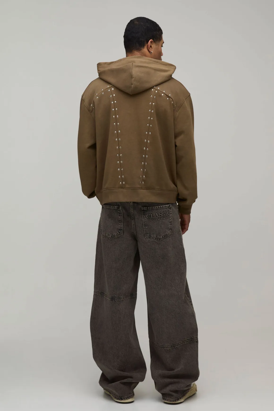 Sweat À Casynthétiqueche Zippé Oversize Ample Avec Détails Hardware Et Molleton Bouclette