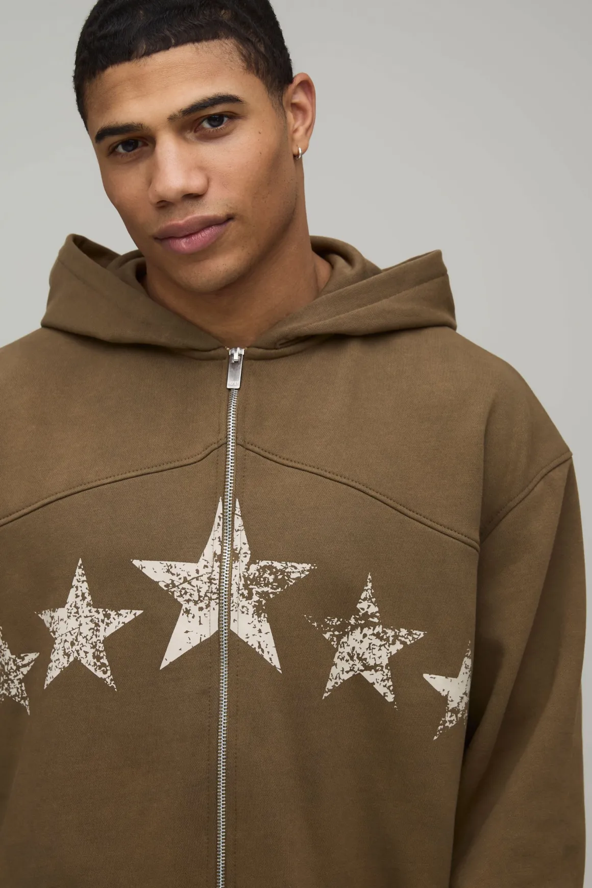 Sweat À Casynthétiqueche Zippé Oversize Ample Avec Détails Hardware Et Molleton Bouclette