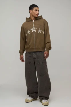 Sweat À Casynthétiqueche Zippé Oversize Ample Avec Détails Hardware Et Molleton Bouclette