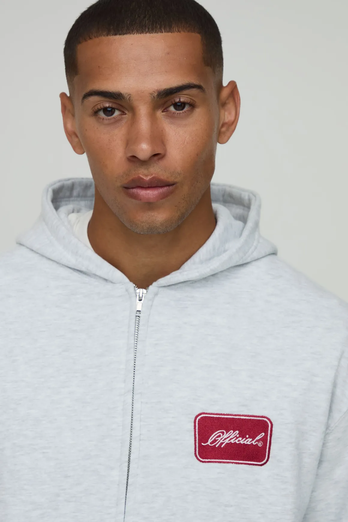 Sweat À Casynthétiqueche Zippé Oversize Ample Avec Broderie Official