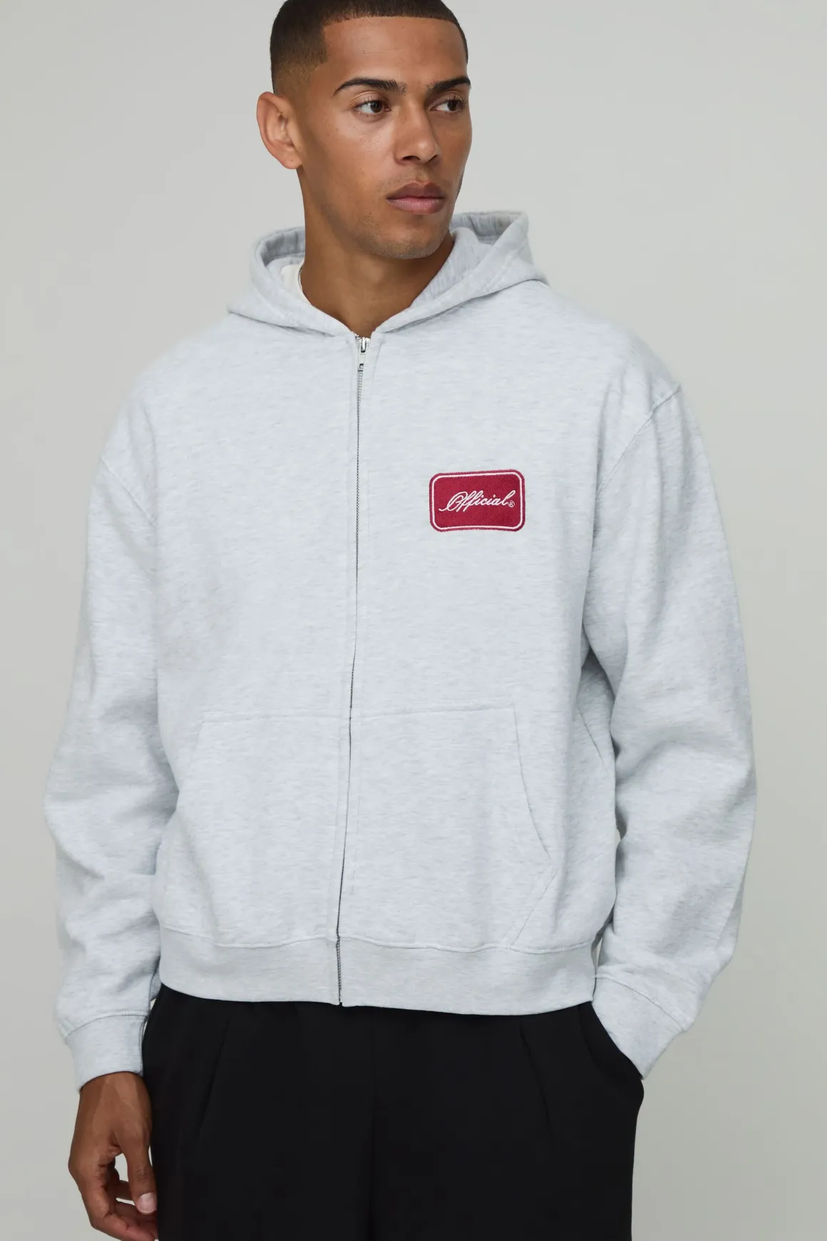 Sweat À Casynthétiqueche Zippé Oversize Ample Avec Broderie Official