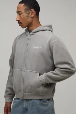 boohooMAN Sweat À Casynthétiqueche Zippé Oversize Ample Imprimé Moteur<Homme Sweats À Capuche Et Sweatshirts|Sweats À Capuche Et Sweats