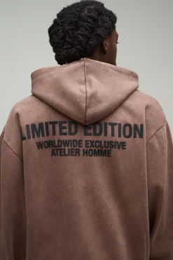 Sweat À Casynthétiqueche Zippé Oversize Boxy Édition Limitée Délavé Avec Texte En Relief