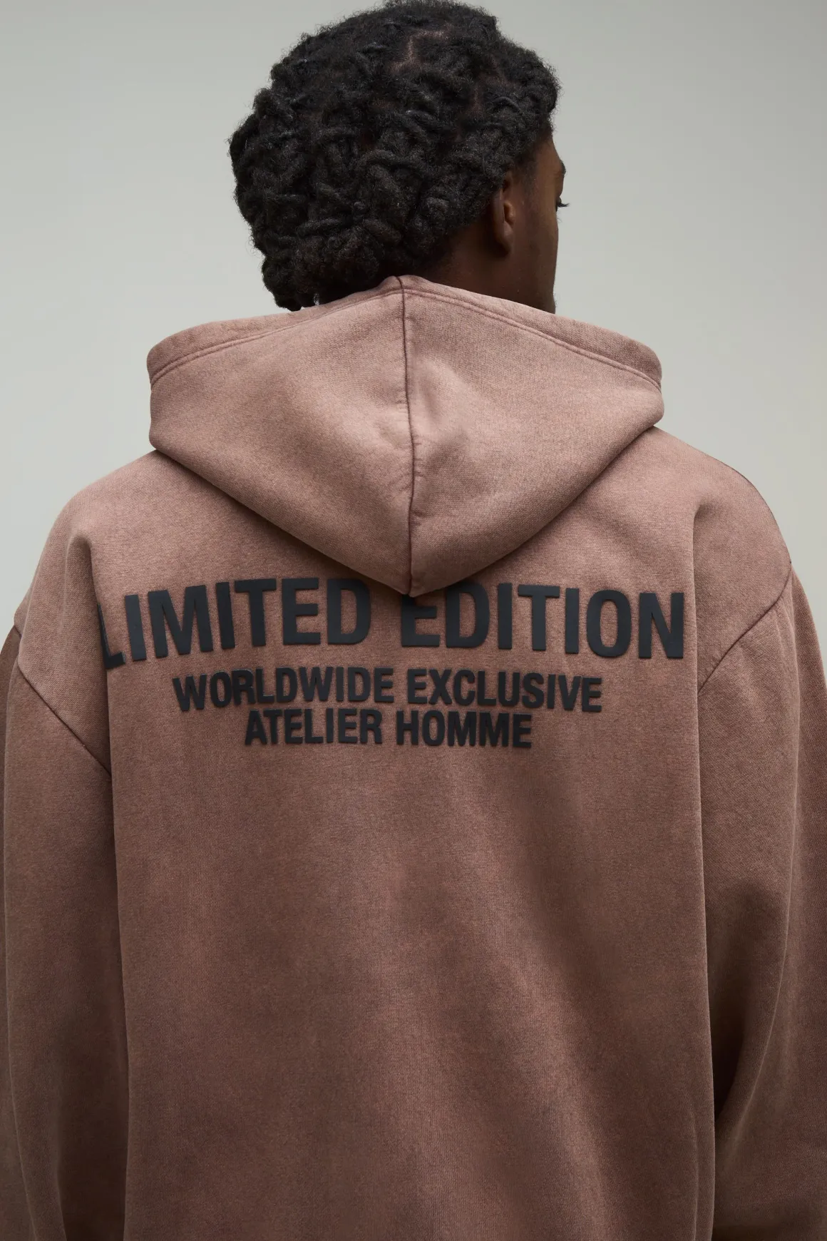 Sweat À Casynthétiqueche Zippé Oversize Boxy Édition Limitée Délavé Avec Texte En Relief