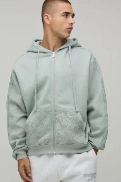 Sweat À Casynthétiqueche Zippé Oversize Avec Manches Floquées