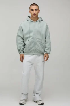 Sweat À Casynthétiqueche Zippé Oversize Avec Manches Floquées
