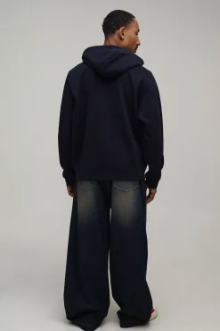 Sweat À Casynthétiqueche Zippé Oversize Boxy Imprimé Étoile Rodéo Bleu Marine