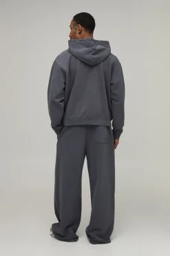 Sweat À Casynthétiqueche Zippé Oversize Boxy Délavé Lourd 480gsm