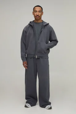 Sweat À Casynthétiqueche Zippé Oversize Boxy Délavé Lourd 480gsm