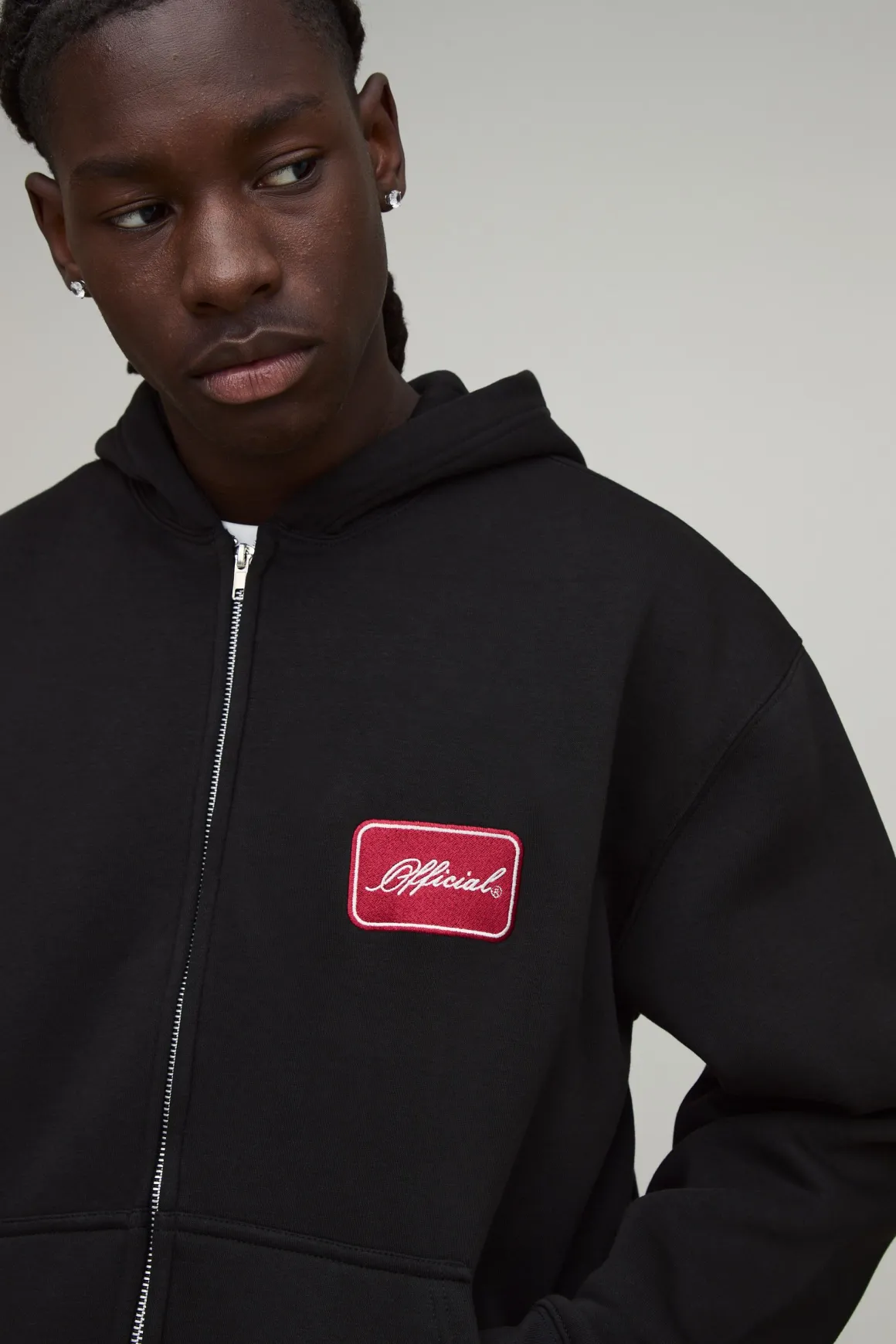Sweat À Casynthétiqueche Zippé Oversize Boxy Brodé Official