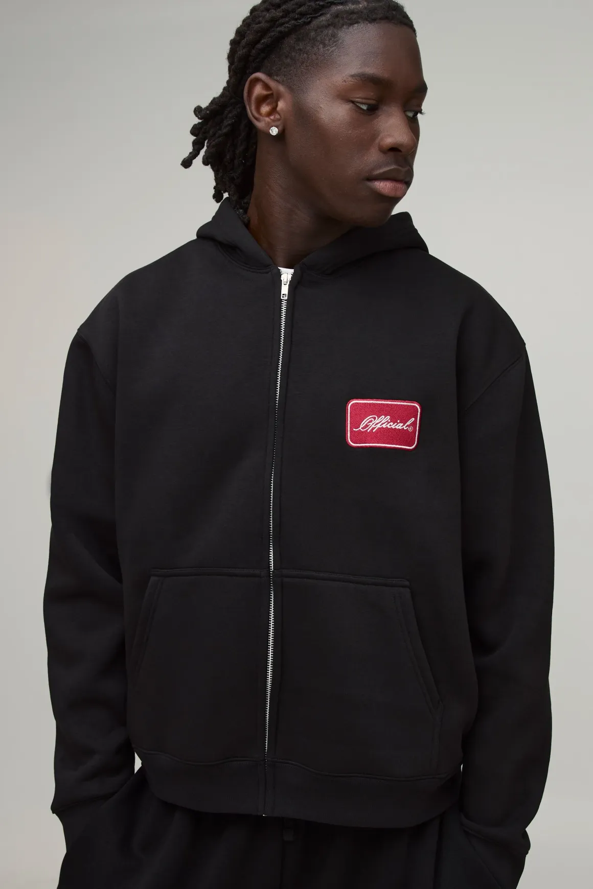 Sweat À Casynthétiqueche Zippé Oversize Boxy Brodé Official