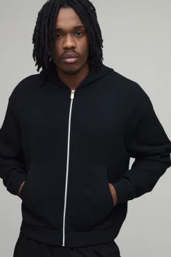 Sweat à Casynthétiqueche Zippé Oversize Gaufré Raccourci pour Homme Grand
