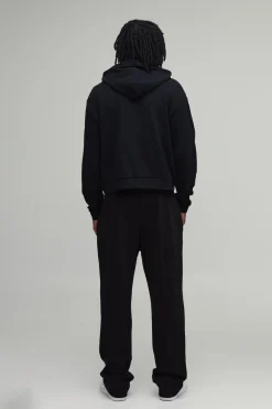 Sweat à Casynthétiqueche Zippé Oversize Gaufré Raccourci pour Homme Grand