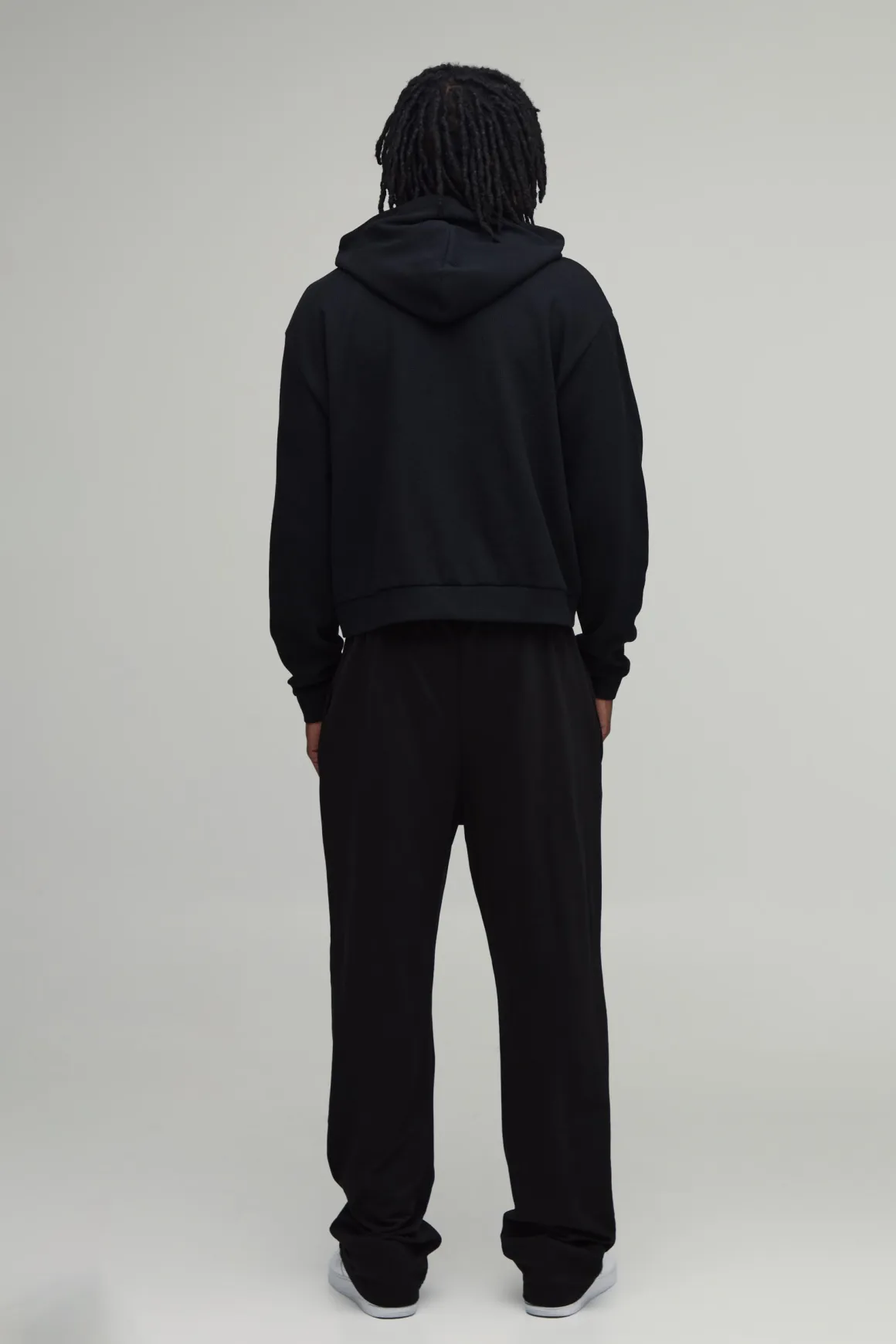 Sweat à Casynthétiqueche Zippé Oversize Gaufré Raccourci pour Homme Grand
