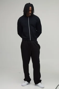 Sweat à Casynthétiqueche Zippé Oversize Gaufré Raccourci pour Homme Grand