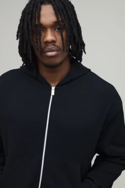 Sweat à Casynthétiqueche Zippé Oversize Gaufré Raccourci pour Homme Grand