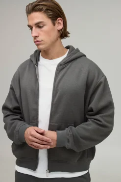 boohooMAN Sweat À Casynthétiqueche Zippé Oversize Boxy Épais 480gsm<Homme Sweats À Capuche Et Sweatshirts|Sweats À Capuche Et Sweats