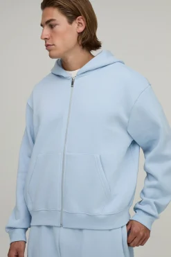 boohooMAN Sweat À Casynthétiqueche Zippé Oversize Boxy Essentiel<Homme Sweats À Capuche Et Sweatshirts|Sweats À Capuche Et Sweats