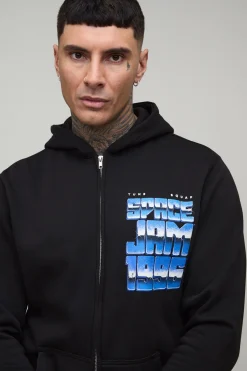 boohooMAN Sweat À Casynthétiqueche Zippé Oversize Ample Space Jam Sous Licence Tall<Homme Tout Afficher|Sweats À Capuche Tall