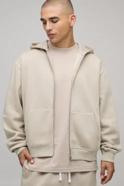 Sweat à Casynthétiqueche Zippé Oversize Basique