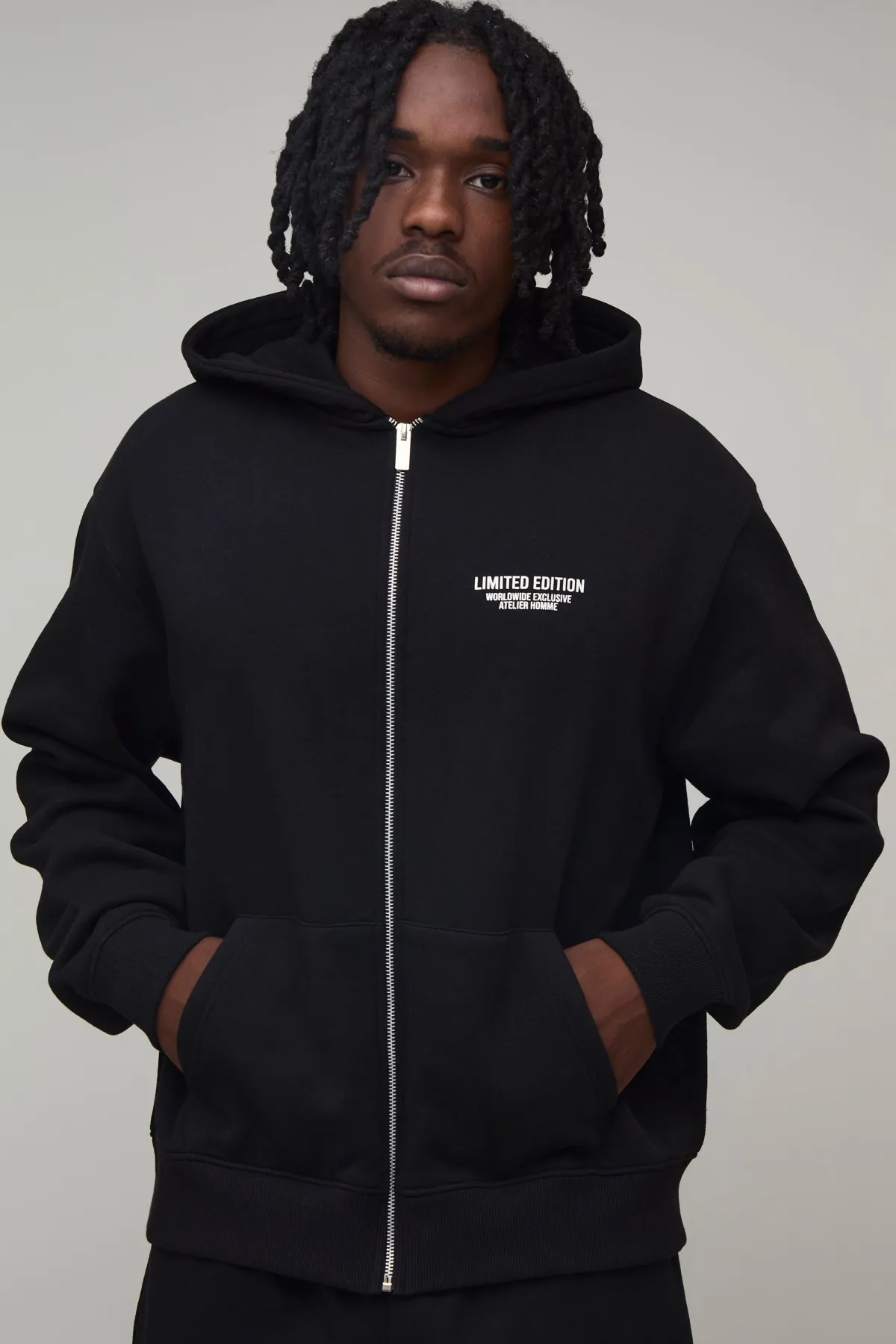 boohooMAN Sweat À Casynthétiqueche Zippé Oversize Ample Édition Limitée Effet Délavé<Homme Tout Afficher|Survêtements