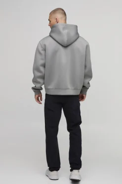 boohooMAN Sweat À Casynthétiqueche Zippé Oversize Boxy Imprimé Graffiti Bhm En Scuba Contrecollé<Homme Sweats À Capuche Et Sweatshirts|Sweats À Capuche Et Sweats