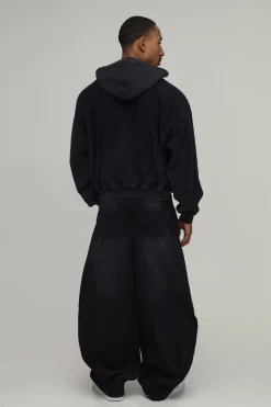 Sweat À Casynthétiqueche Zippé Oversize Boxy Épaules Tombantes Effet Délavé Bouclette