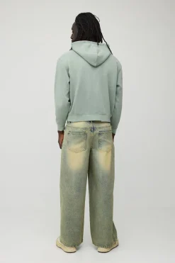 boohooMAN Sweat À Casynthétiqueche Zippé Oversize Boxy Imprimé Aigle Délavé<Homme Sweats À Capuche Et Sweatshirts|Sweats À Capuche Et Sweats