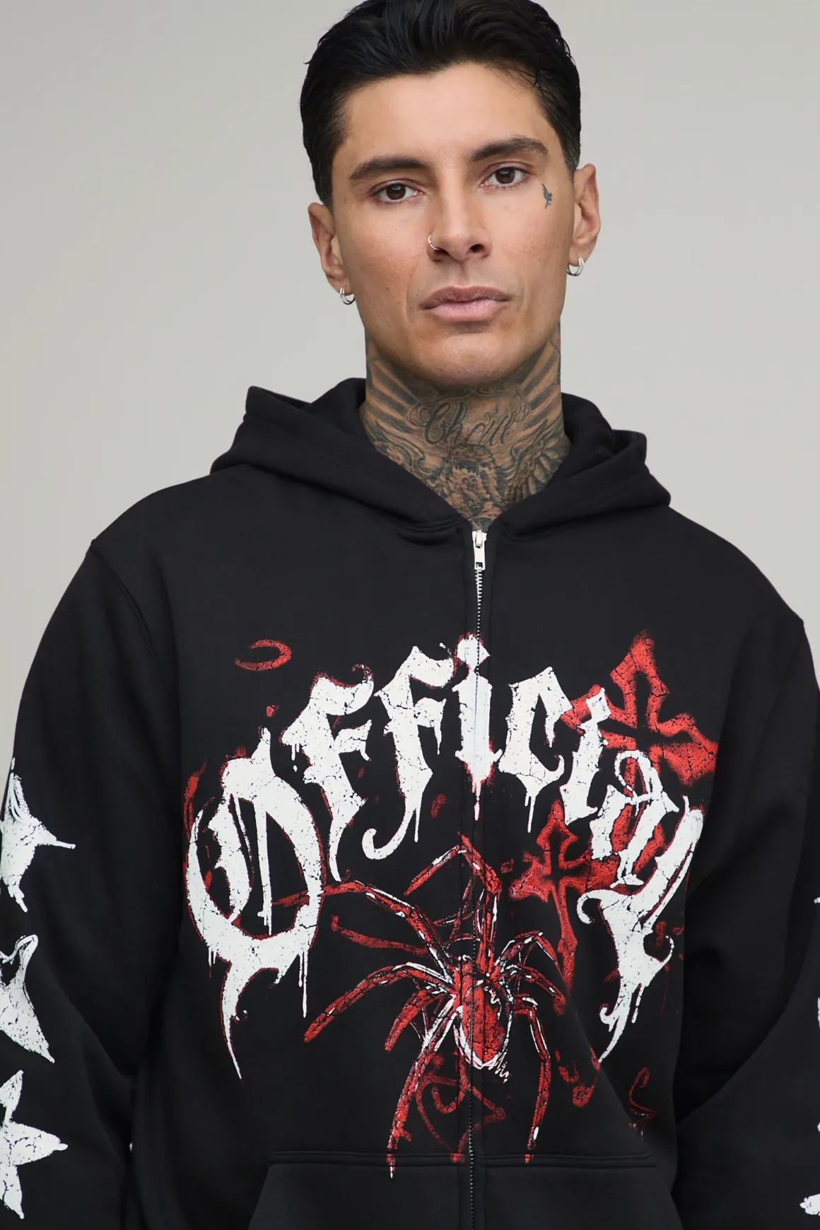 Sweat À Casynthétiqueche Zippé Oversize À Coupe Boxy Avec Imprimé En Édition Limitée