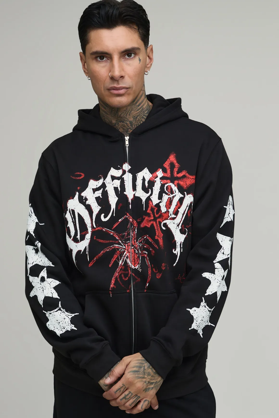Sweat À Casynthétiqueche Zippé Oversize À Coupe Boxy Avec Imprimé En Édition Limitée