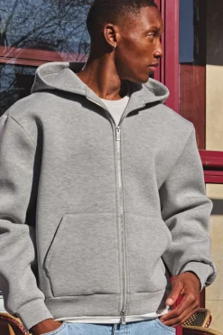 Sweat à Casynthétiqueche Zippé Oversize Boxy en Scuba Contrecollé