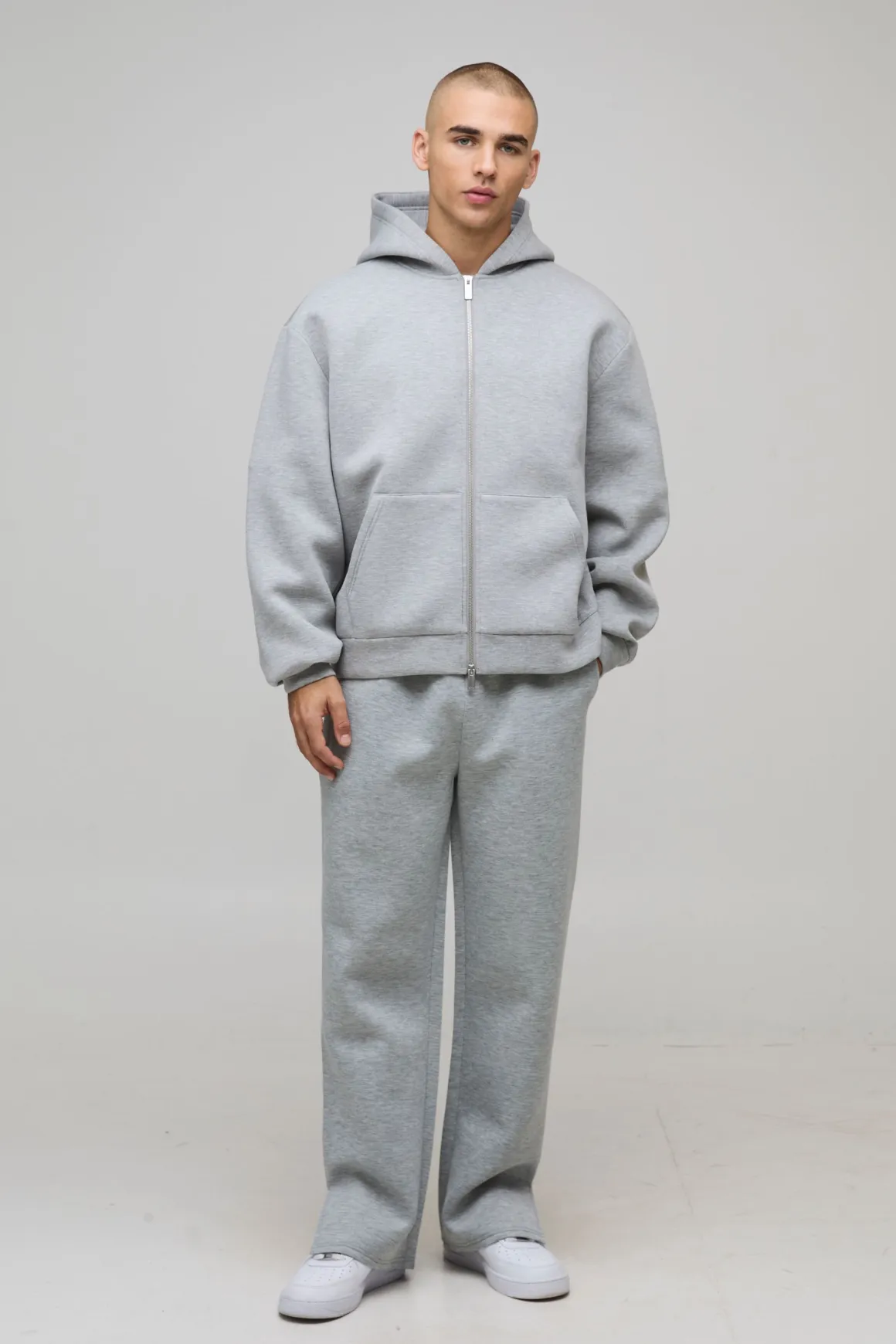 Sweat à Casynthétiqueche Zippé Oversize Boxy en Scuba Contrecollé