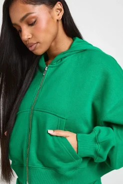 boohoo Sweat À Casynthétiqueche Zippé Oversize Boxy À Manches Ballon<Femme Sweats À Capuche Et Sweatshirts|Basiques