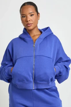 Sweat À Casynthétiqueche Zippé Oversize À Manches Ballon Coupe Boxy Plus Core Basic