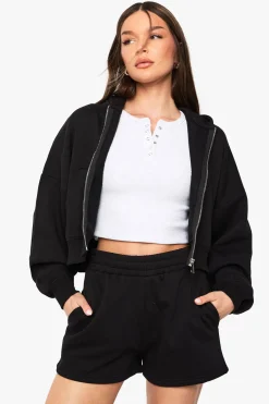 Sweat À Casynthétiqueche Zippé Oversize Boxy À Manches Ballon Petite