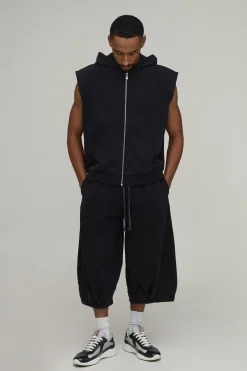 boohooMAN Sweat À Casynthétiqueche Zippé Sans Manches Coupe Oversize Avec Épaulettes Et Effet Délavé<Homme Sweats À Capuche Et Sweatshirts|Sweats À Capuche Et Sweats