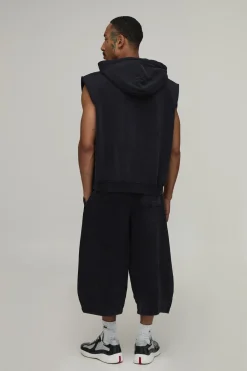 boohooMAN Sweat À Casynthétiqueche Zippé Sans Manches Coupe Oversize Avec Épaulettes Et Effet Délavé<Homme Sweats À Capuche Et Sweatshirts|Sweats À Capuche Et Sweats