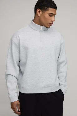 Sweat Col Montant À Zip Quart Oversize Coupe Boxy Basique