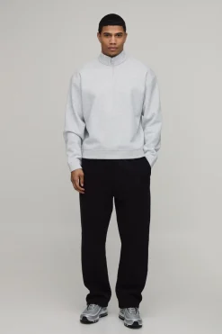Sweat Col Montant À Zip Quart Oversize Coupe Boxy Basique