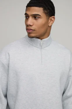 Sweat Col Montant À Zip Quart Oversize Coupe Boxy Basique