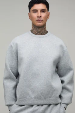 boohooMAN Sweat Col Rond Scuba Oversize Ample Coupe Tall<Homme Tout Afficher|Survêtements