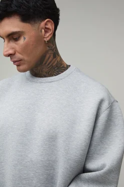 boohooMAN Sweat Col Rond Scuba Oversize Ample Coupe Tall<Homme Tout Afficher|Survêtements
