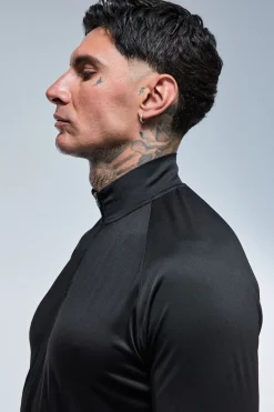 Sweat De Sport Léger À Manches Raglan Coupe Ajustée Avec Zip 1/4 Pour Homme Grande Taille