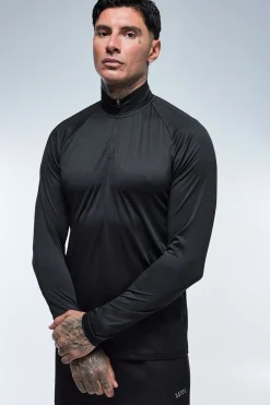 Sweat De Sport Léger À Manches Raglan Coupe Ajustée Avec Zip 1/4 Pour Homme Grande Taille