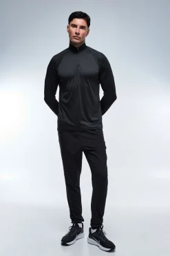 Sweat De Sport Léger À Manches Raglan Coupe Ajustée Avec Zip 1/4 Pour Homme Grande Taille