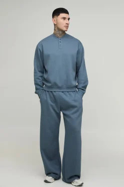 Sweat Henley Oversize Ample Et Jogger Large Coupe Haute