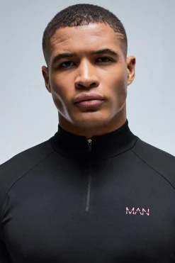 Sweat Homme Actif Logo Néon Performance Coupe Regular Col Montant 1/4 Zip