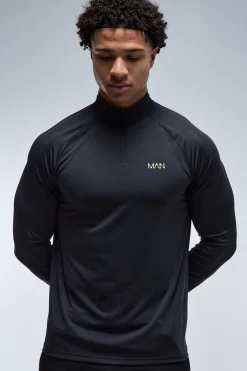boohooMAN Sweat Homme Active Gold Performance Coupe Regular Col Zippé 1/4<Homme/Femme Tout Afficher Activewear|Athleisure